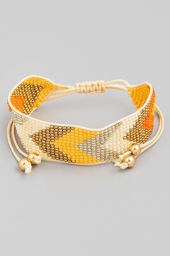 Orange Beaded Tie Bracelet
