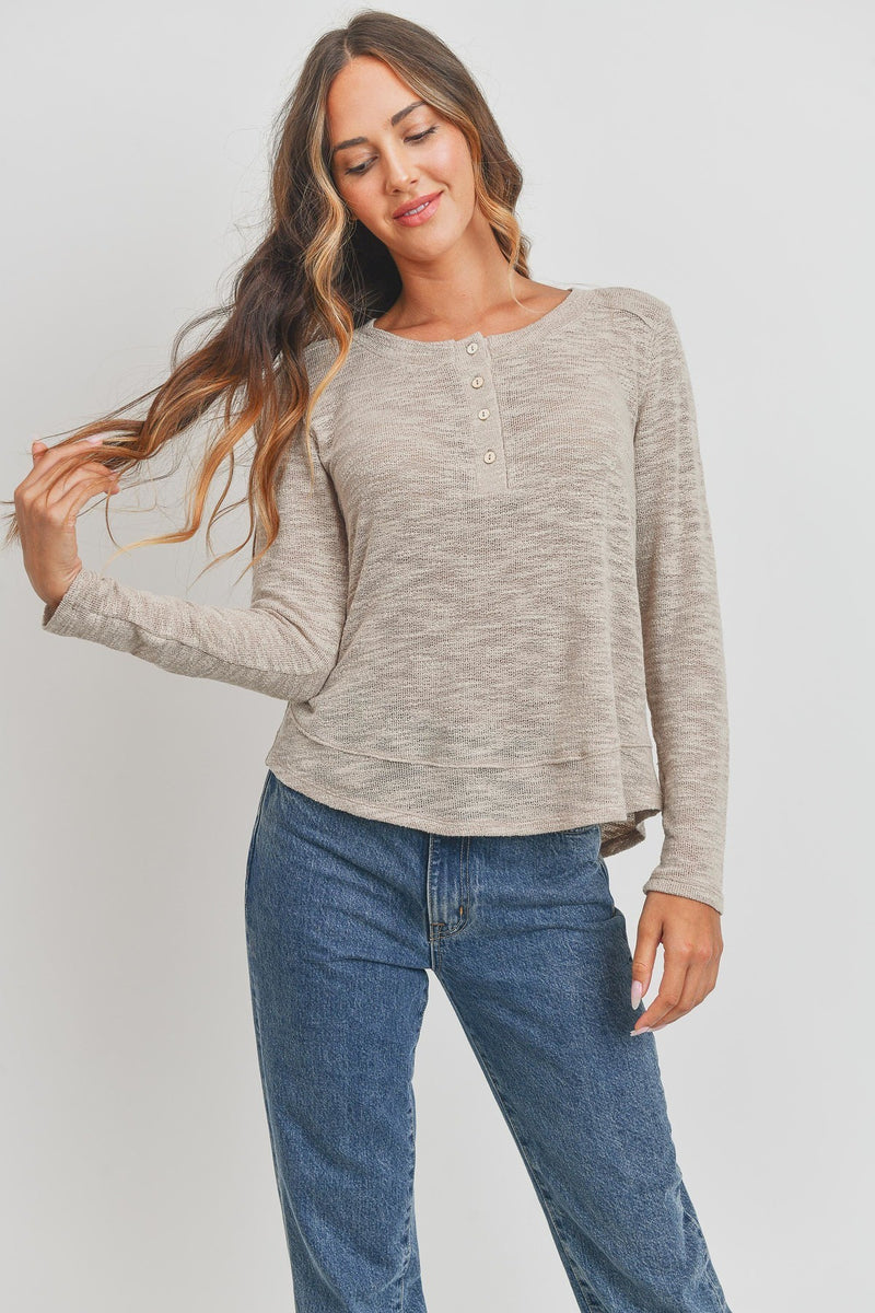 Taupe Knit Henley Top